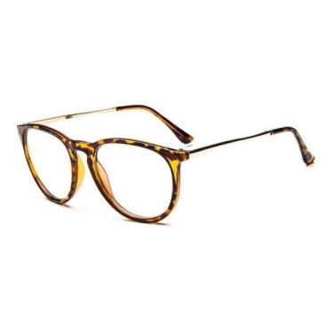 Imagem de Armação Óculos de Grau Unissex Redonda Leve Moderna - VINKIN, Leopardo