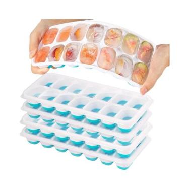 Imagem de Forma De Gelo De Silicone Com 14 Cubos E Tampa, Fácil De Desenformar, 