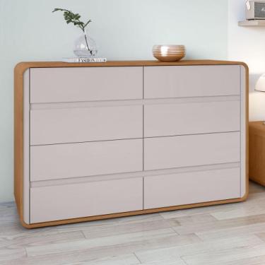 Imagem de Cômoda 8 Gavetas 152x48x96cm Loop Amêndoa Clean/Off White - Móveis Lop