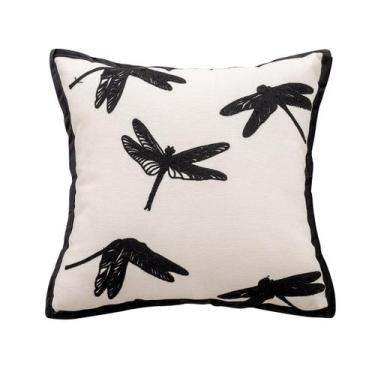 Imagem de Capa de travesseiro de luxo, estilo chinês moderno, libélula preta - y