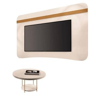 Imagem de Painel Suspenso Armony Off White Cinamomo Com Mesa De Centro Sky Off White - Hb Móveis