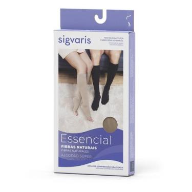 Imagem de Meia Sigvaris Algodão Super 3/4 20-30 mmHg 282F Cotton Confort Marrom,