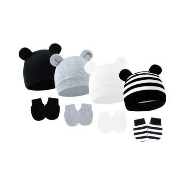 Imagem de Conjunto De Luvas E Gorro De Algodão Unissex Para Bebês Com Orelhas De
