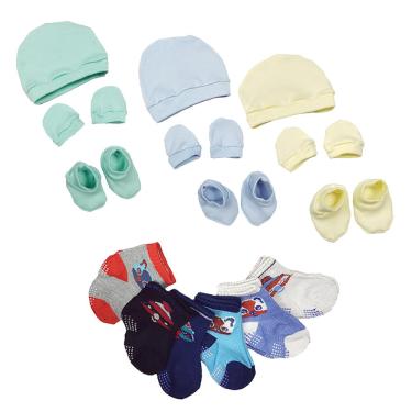 Imagem de Kit Roupas de Bebê 15 Peças Kit Touca Sapatinho Luva e Meias