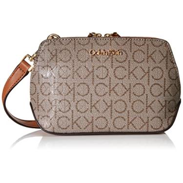 Imagem de Calvin Klein Bolsa tiracolo Lucy com compartimento triplo, Amêndoa/castanho-acinzentado/caramelo em relevo, One Size