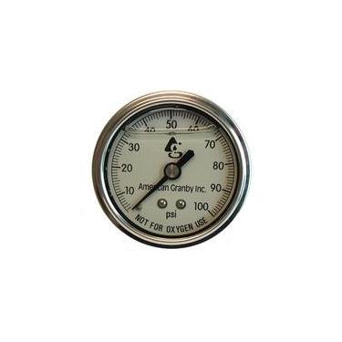 Imagem de Calibre de pressão de suporte traseiro líquido para bomba Water Well 0 a 100 PSI, 1/4" MNPT