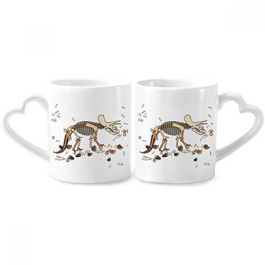 Imagem de Bones Bone Miniatura Dinossauro Casal de Porcelana Conjunto de Caneca de Cerâmica para Amante de Coração