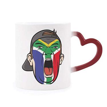 Imagem de Tampa de maquiagem facial bandeira da África do Sul caneca sensível ao calor copo de grés que muda de cor vermelha