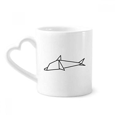 Imagem de Caneca de formato geométrico de golfinho de origami abstrato caneca de café cerâmica copo de coração de vidro