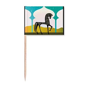 Imagem de Castle Dream Princess Style Horse Blue Yellow Toothpick Flags Marker Topper Decoração de Festa