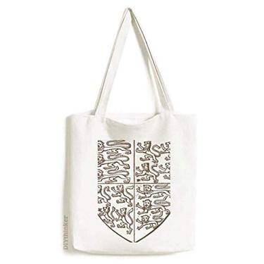 Imagem de Bolsa de lona preta branca barroca com estampa de leão, bolsa de compras, bolsa casual