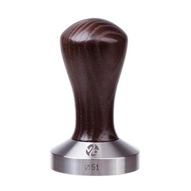 Imagem de Tamper – Espresso Tamper – 51 mm Tamper – Café Tamper Classic Series – Ferramenta de prensa de café – Tamper Espresso – Aço inoxidável Espresso Tamper – Alça de madeira sólida – Amortecedores de base de pressão, venge, 51mm