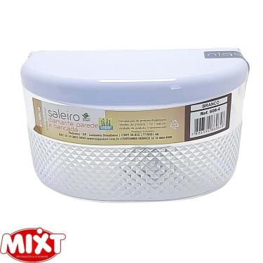 Imagem de Saleiro Diamante Transparente com Tampa Branca Niquelart de Parede e Bancada