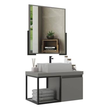 Imagem de Gabinete Banheiro 70cm com Cuba e Espelheira Multimóveis CR10107