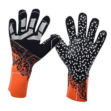 Imagem de Fancyes Luvas de goleiro para adultos, luvas esportivas de pulso, anticolisão, proteção manual, poliéster, futebol, goleiro, luvas de futebol, laranja e preto