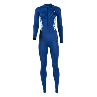 Imagem de Adultos wetsuit fino mergulho terno de corpo inteiro secagem rápida maiô terno molhado para o verão mergulho subaquático caiaque natação, azul M