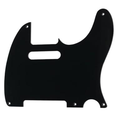 Imagem de Musiclily 5 Furos Escudo Tele Pickguard para Guitarra Fender EUA/Mexicana Telecaster Standard Estilo Moderno, 1 Camada Preto