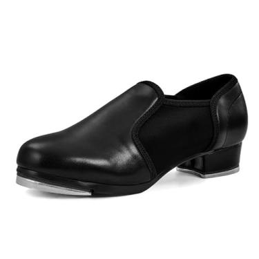 Imagem de lalaball Sapatos femininos de sapateado de couro sem cadarço sapatos de dança jazz para mulheres, preto, Preto, 34