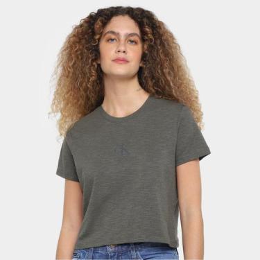 Imagem de Camiseta Calvin Klein Logo Ny Feminina, Oliva, M