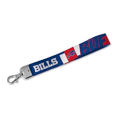 Imagem de Rico Industries Chaveiro NFL Football Buffalo Bills com cordão de pulso padrão, alça de pulso fofa para mulheres, homens, chaves de carro, crachás de identificação, cartão, carteira, telefone e câmera