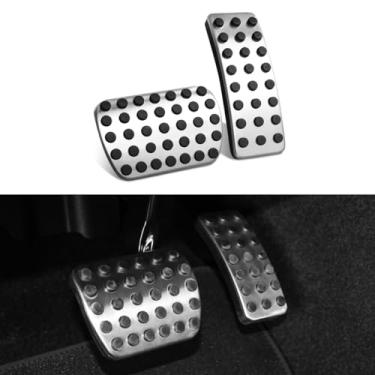 Imagem de GZJUNFUGJ Capa de pedal de acelerador de gás de freio sem broca compatível com Mercedes Benz ML A B GLA GLE Classe X156 W176 W166 C292 carro pedais de aço inoxidável acessórios interiores almofada