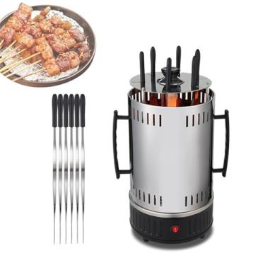 Imagem de 星姿 Grelha elétrica vertical rotativa, churrasqueira elétrica interna com 12 garfos, máquina de espeto rotativa automática de 1000 W, cabo duplo para espetos, espetos e assados de peixe