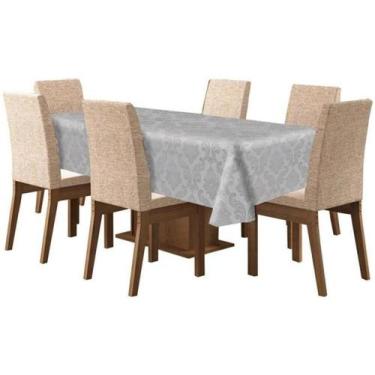 Imagem de Toalha Mesa 6 Lugares Tecido Jacquard Retangular - Cinza - Campari