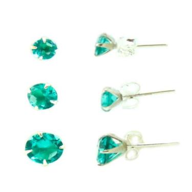 Imagem de Trio de Brincos Verde Agua Prata Legitima 925 - Lojas La+Ny, 5, Verde