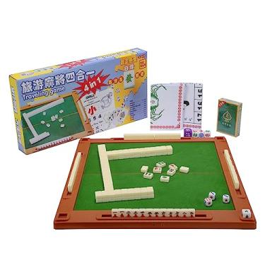 Imagem de drizzle 旅行麻将 Travel Mahjong Set 4 in 1 with Mahjong Table - 146 Tiles Portable Size Mah-Jongg - Poker Size Drawings Fish & Shrimp & Crab Drawings - Travel Board Games Dormitories