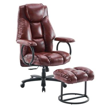 Imagem de ATMILD Cadeira de escritório grande e alta, cadeira de escritório em casa com encosto alto 181 kg, cadeira executiva, cadeira de escritório ergonômica com apoio de braço acolchoado, cadeira giratória