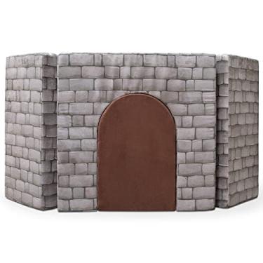 Imagem de Jaxx Portão de castelo com paisagem de tirolesa – Mobiliário modular para crianças imaginativas – Estampas, pedra/chocolate