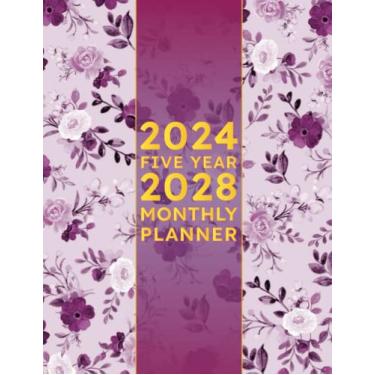 Imagem de Agenda mensal 2024-2028 Cinco anos: capa floral, agenda organizadora de 60 meses e agenda agenda, agenda e agenda, 24 de janeiro a 28 de dezembro