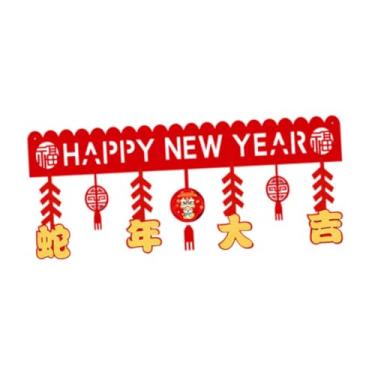 Imagem de UGPLM Guirlanda de faixa de ano novo chinês 2025 Festival da primavera Pingentes de feltro para pendurar na parede para quarto Natal interno e externo Sala, Style C