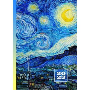 Imagem de 2021: Agenda Settimanale Con Orari 5:00 - 23:00 | Vista Verticale | 1 Settimana Su 2 Pagine | 12 Mesi Planner Intempo| Formato A4 | Diario Caledario ... Agenda Giornaliera | Van Gogh Notte stellata