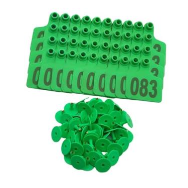 Imagem de WeiLaiKeQi 100 peças etiquetas de orelha de gado com número 001-100 ovelhas cabras marcador de brinco animal para parque jardim fazenda gerenciamento zoológico, Verde