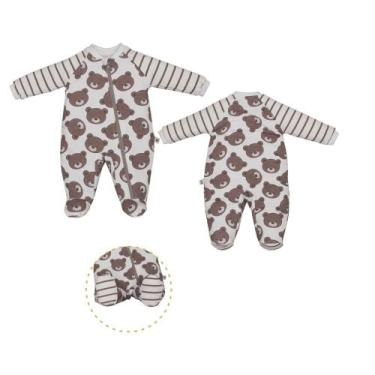 Imagem de Macacão Bebê  Menino Inverno Marfim João Lucas Ursinho - Upi Ulli, RN