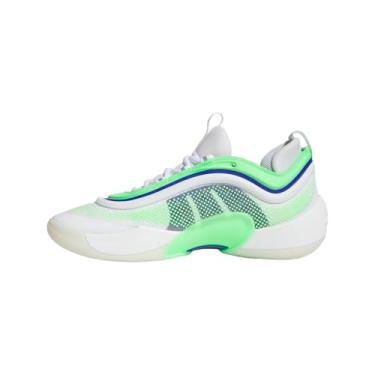 Imagem de adidas Tênis de basquete unissex adulto D.o.n Issue 6, Branco/verde gritante/azul lúcido, 10 Women/9 Men