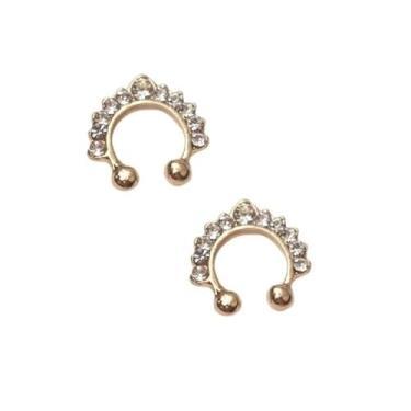 Imagem de Piercing Fake Septo Nasal Nariz 1,40 cm com Strass (02 Dourados)