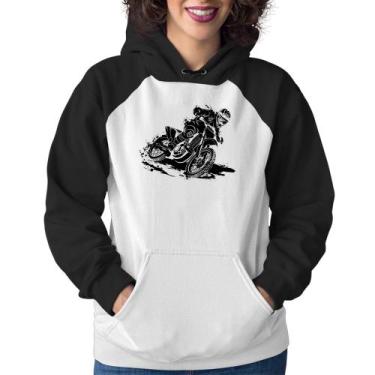Imagem de Moletom Feminino Motocross - Foca na Moda, Branco, Preto, GG