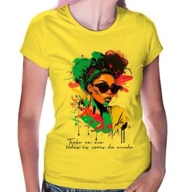 Imagem de Baby Look Tenho em mim todas as cores do mundo - Foca na Moda, Amarelo