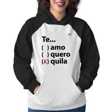 Imagem de Moletom Feminino Te... quila - Foca na Moda, Branco, Preto, P
