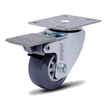 Imagem de Rodízio Linha BP Placa 2" 50mm Anti Risco Móveis 45kg Cinza Com Freio 