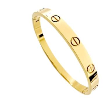 Imagem de Pulseira feminina bracelete dourado luxo, aço inoxidável banhado a ouro 18k