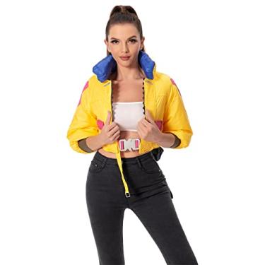 Imagem de Jaqueta feminina Killjoy Valorant Cosplay fantasia uniforme roupas Halloween terno com bolsa (amarelo, médio)