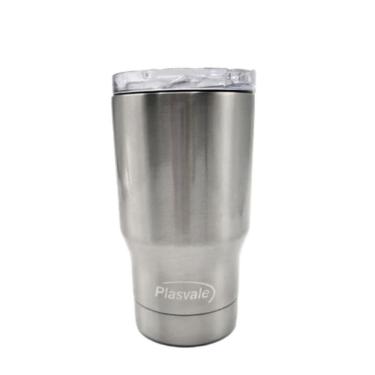 Imagem de Copo Térmico Com Tampa Long Neck 4 Em 1 Plasvale 410ml Cinza