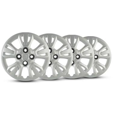 Imagem de Jogo 4 Calota Modelo Original Fiat Uno Prata Aro 14 Grid
