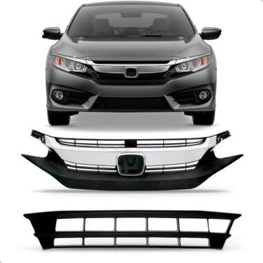 Imagem de Kit Grade Superior e Inferior para Honda Civic 2017 a 2019 - SP ACESSÓ