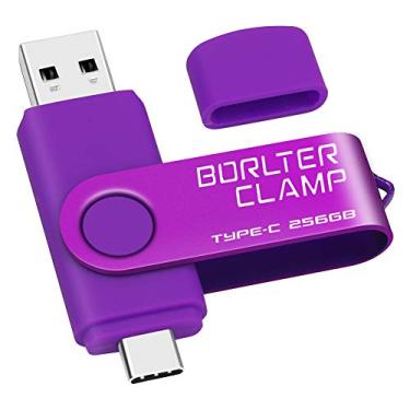 Imagem de Pen drive USB tipo C 256 GB, porta dupla BorlterClamp USB C 3.0 Jump Drive para smartphones Android Samsung Galaxy S10/S9/S8/Note 9, LG, Huawei, tablets e computador (roxo)