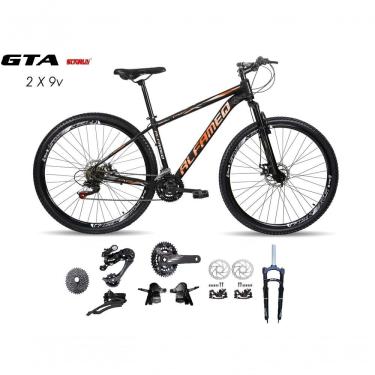 Imagem de Bicicleta Aro 29 Alfameq Afx Kit 2x9 Gta Sunrun Freio Disco K7 11/36 Pedivela 24/38d Garfo Trava - Preto/laranja Tam.15