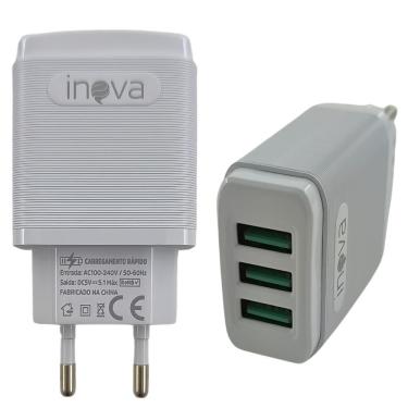 Imagem de Fonte Para Carregamento De Baterias Universal Turbo 5.1a Com Usb Triplo